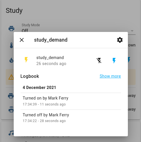 Main Heat control in the Study tab